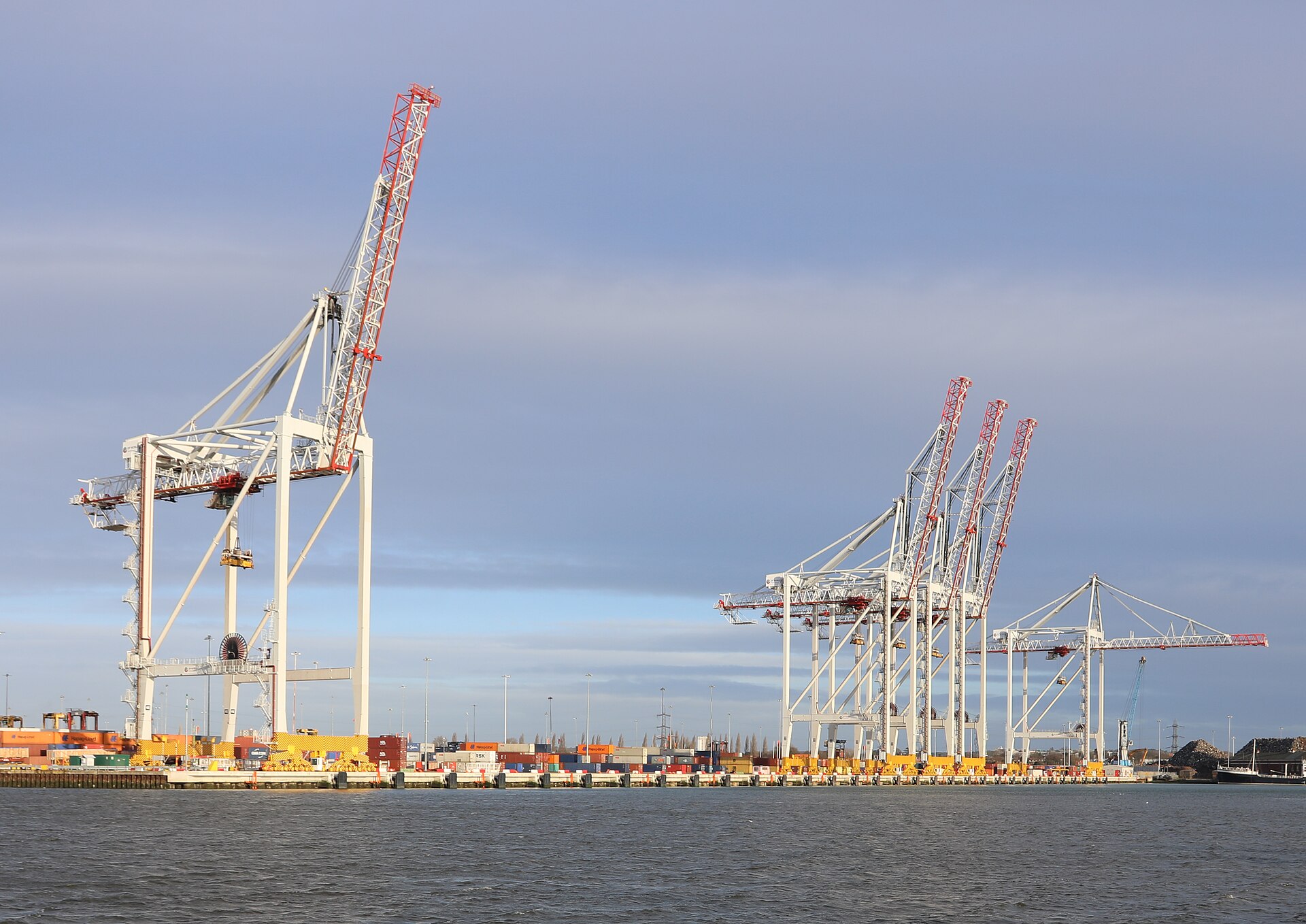 Container cranes in a port